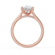 The Aquila Ring — Pear Cathedral with Hidden Halo & Pavé Bridge Lab-Grown Diamond Engagement Ring in Rose Gold | The Jewel Concierge