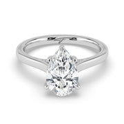 The Aquila Ring — Pear Cathedral with Hidden Halo & Pavé Bridge Lab-Grown Diamond Engagement Ring in White Gold | The Jewel Concierge