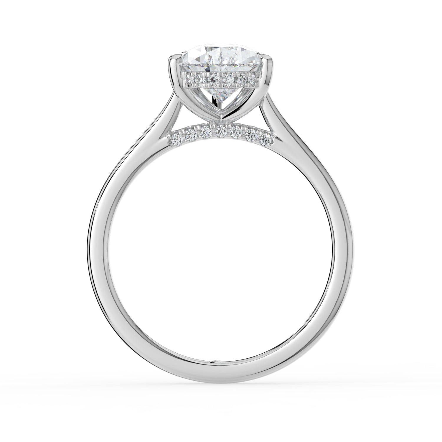 The Aquila Ring - Pear Cathedral with Hidden Halo & Pavé Bridge