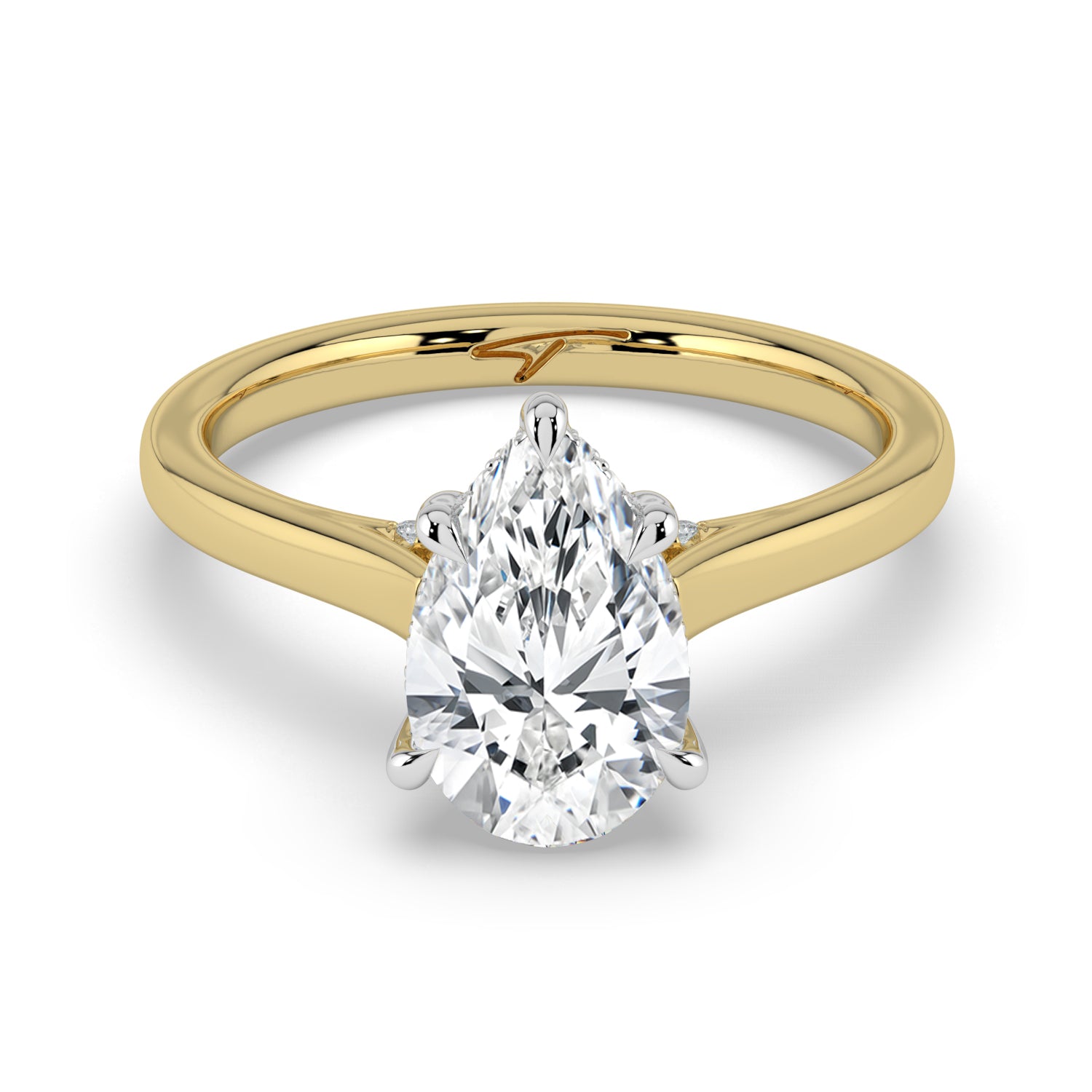The Aquila Ring - Pear Cathedral with Hidden Halo & Pavé Bridge