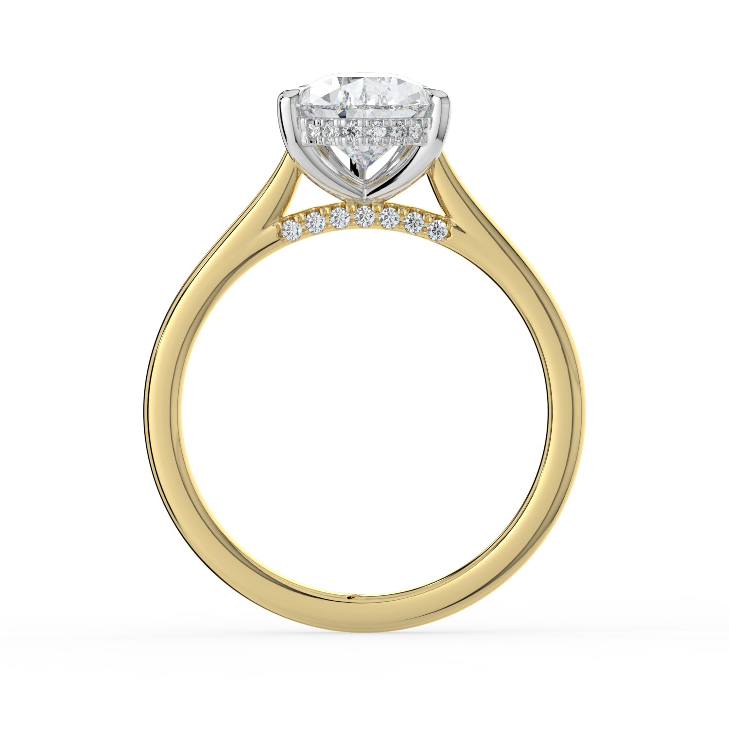 The Aquila Ring - Pear Cathedral with Hidden Halo & Pavé Bridge
