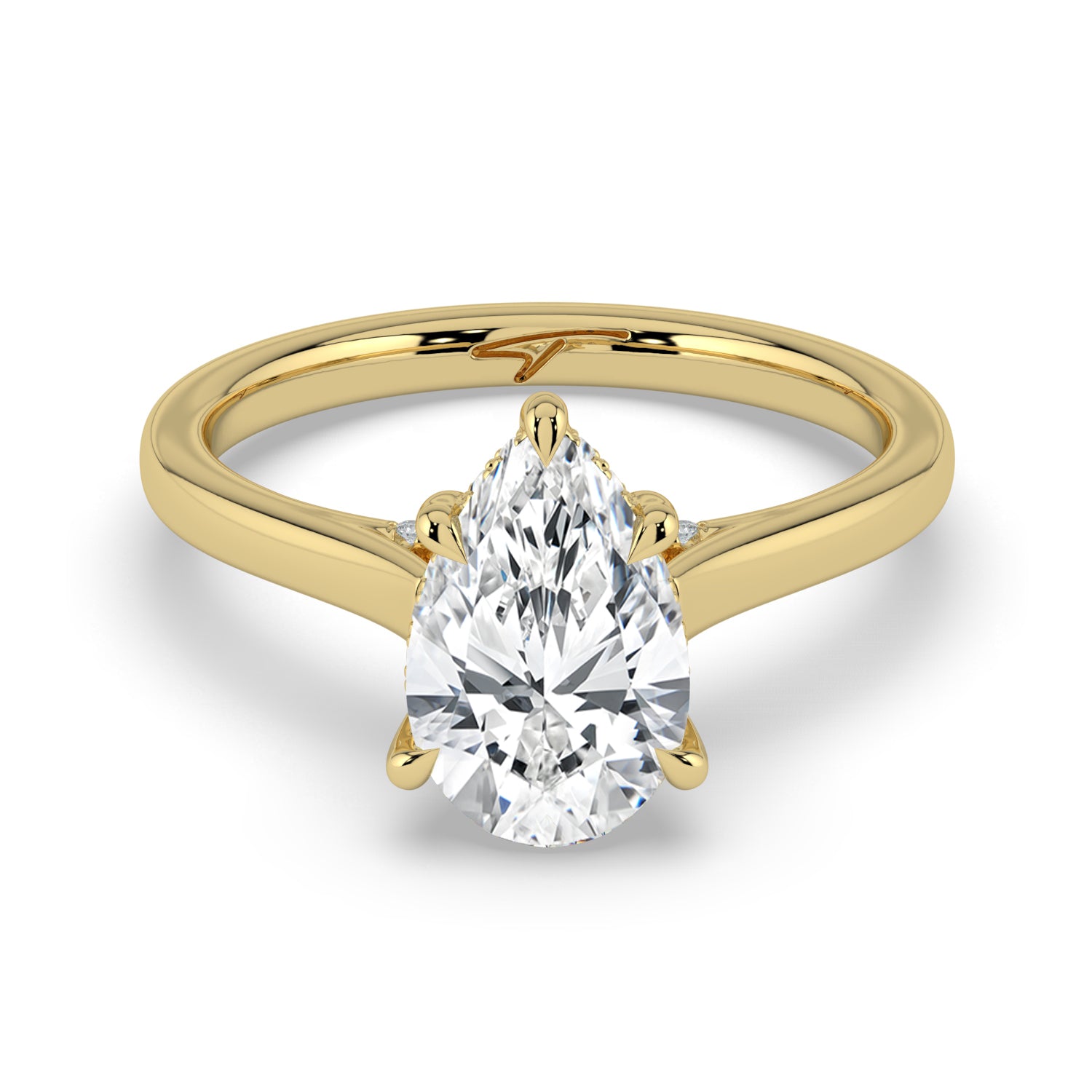 The Aquila Ring - Pear Cathedral with Hidden Halo & Pavé Bridge