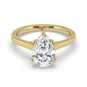 The Aquila Ring — Pear Cathedral with Hidden Halo & Pavé Bridge Lab-Grown Diamond Engagement Ring in Yellow Gold | The Jewel Concierge