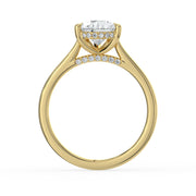The Aquila Ring — Pear Cathedral with Hidden Halo & Pavé Bridge Lab-Grown Diamond Engagement Ring in Yellow Gold | The Jewel Concierge