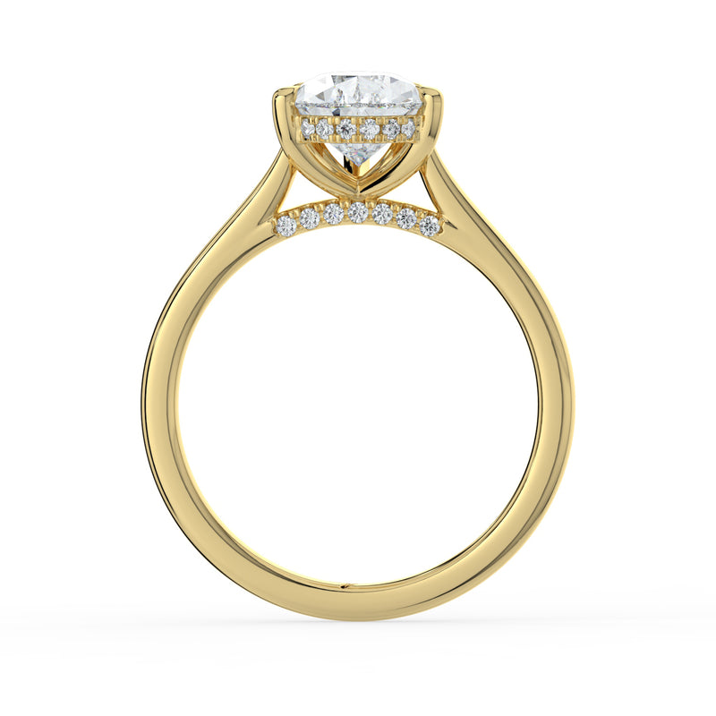 The Aquila Ring - Pear Cathedral with Hidden Halo & Pavé Bridge