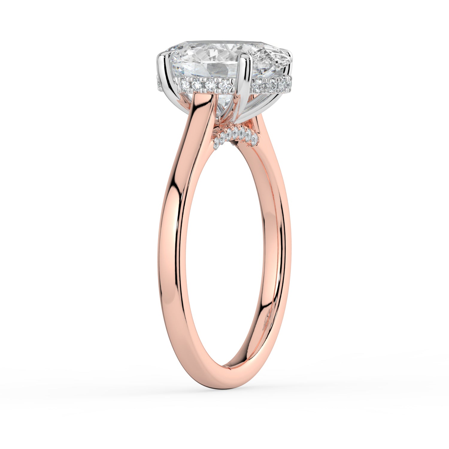 The Aquila Ring - Oval Cathedral with Hidden Halo & Pavé Bridge