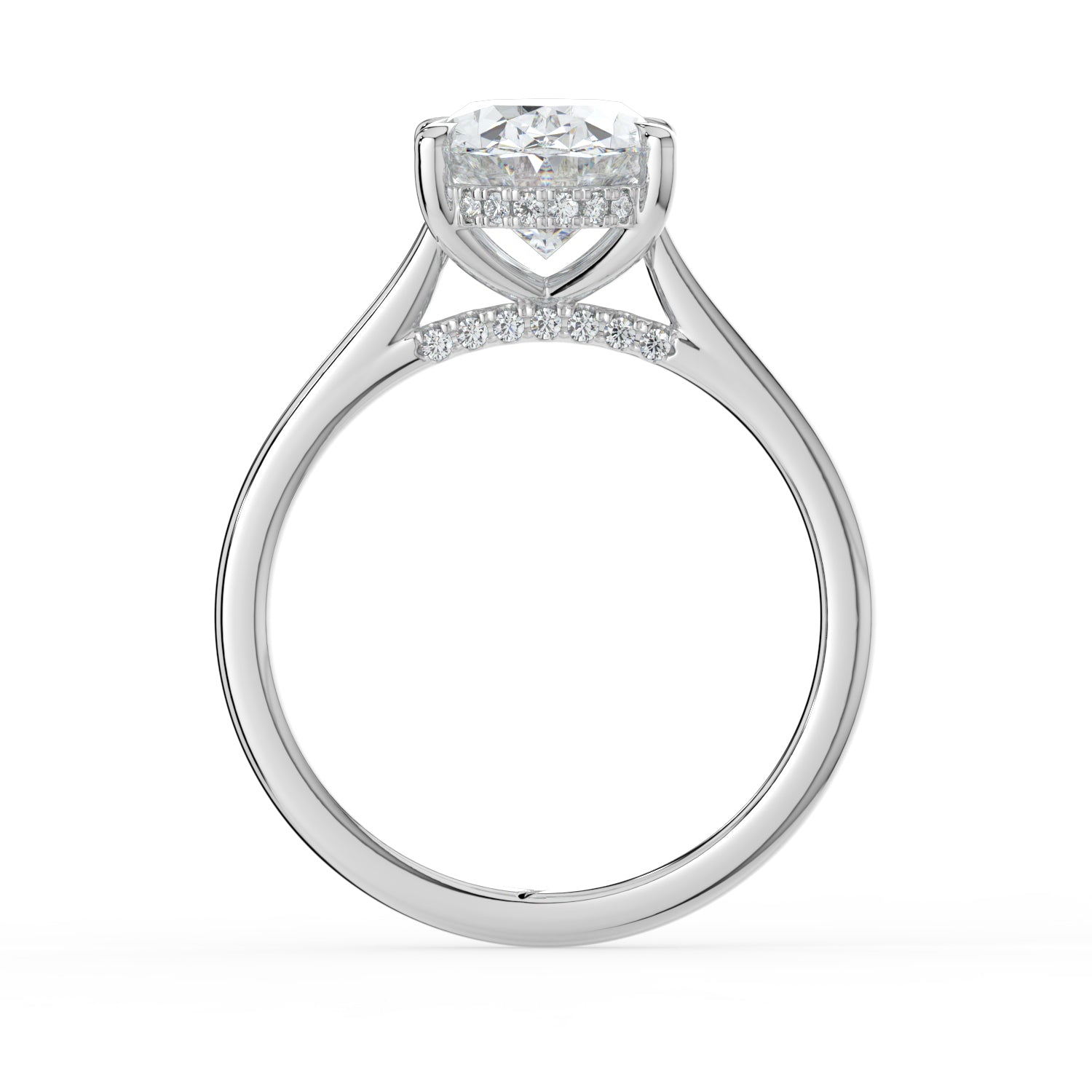 The Aquila Ring - Oval Cathedral with Hidden Halo & Pavé Bridge