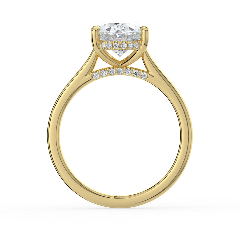 The Aquila Ring - Oval Cathedral with Hidden Halo & Pavé Bridge