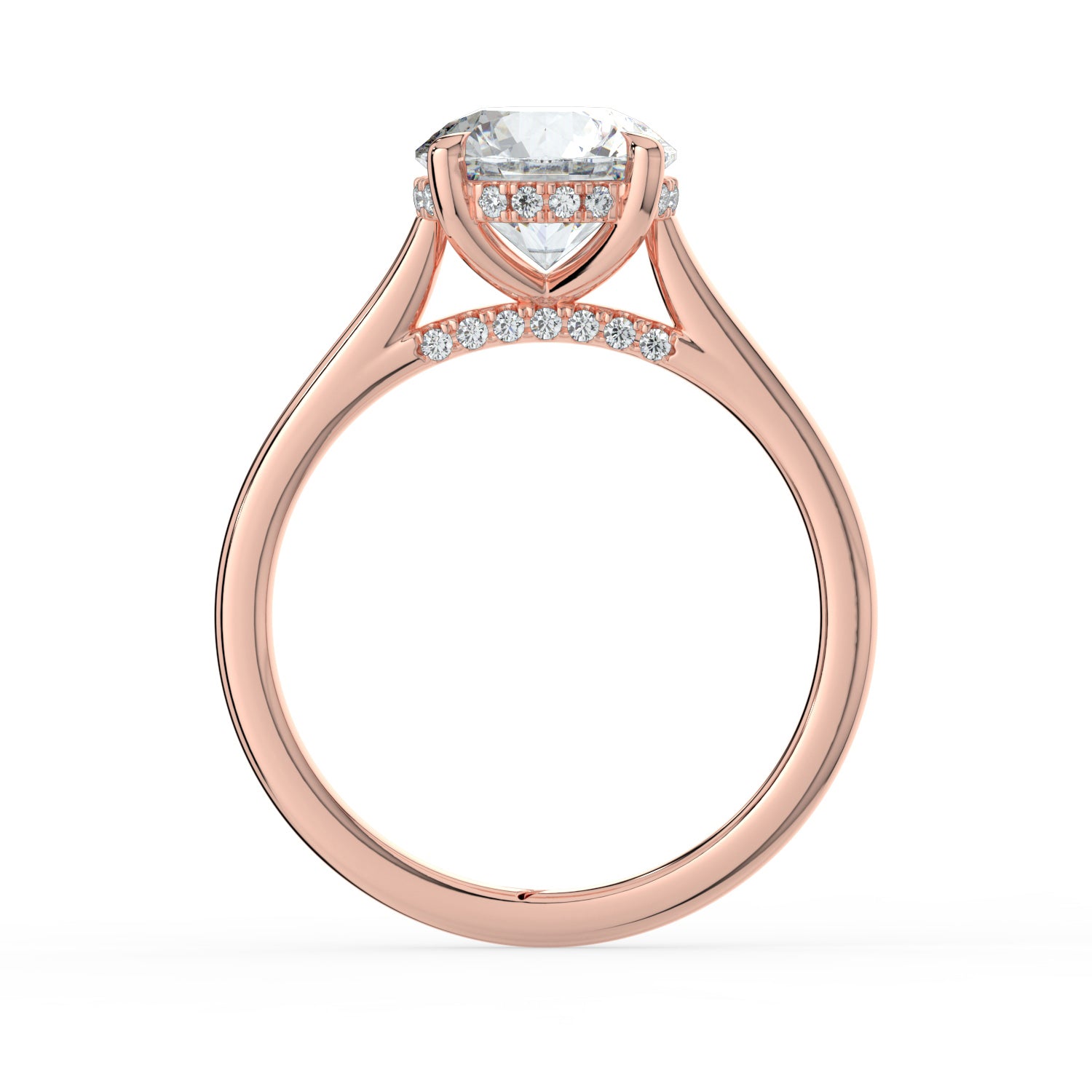 The Aquila Ring - Round Cathedral with Hidden Halo & Pavé Bridge