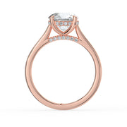 The Aquila Ring – Round Cathedral with Hidden Halo & Pavé Bridge in 14K White Gold and Rose Gold – The Jewel Concierge