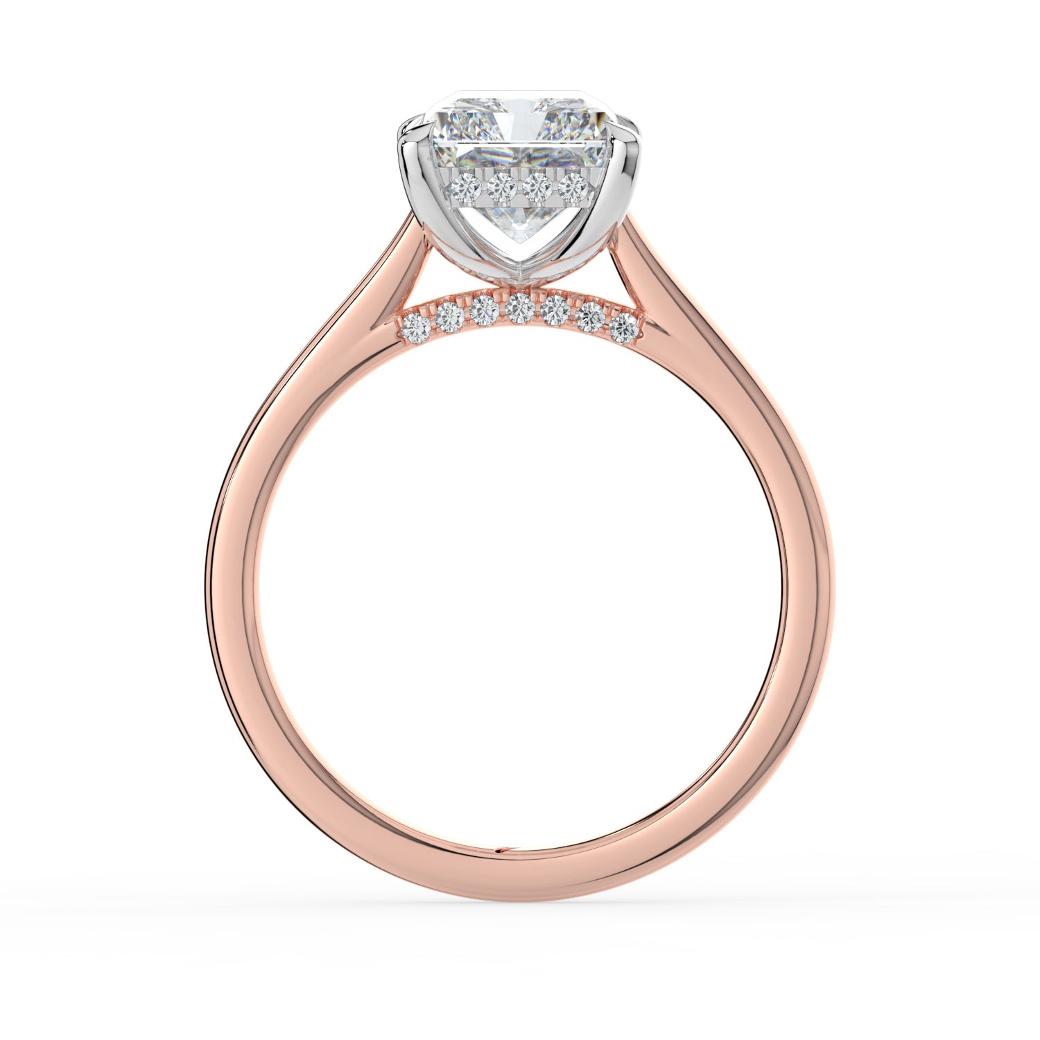 The Aquila Ring - Radiant Cathedral with Hidden Halo & Pavé Bridge