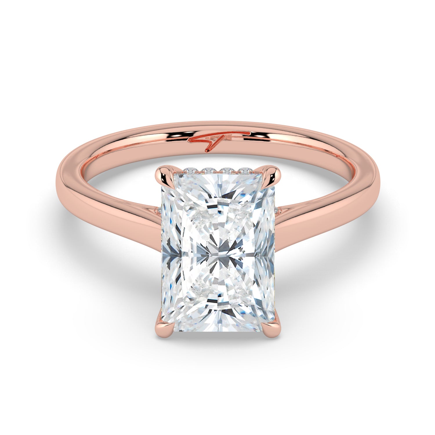 The Aquila Ring - Radiant Cathedral with Hidden Halo & Pavé Bridge