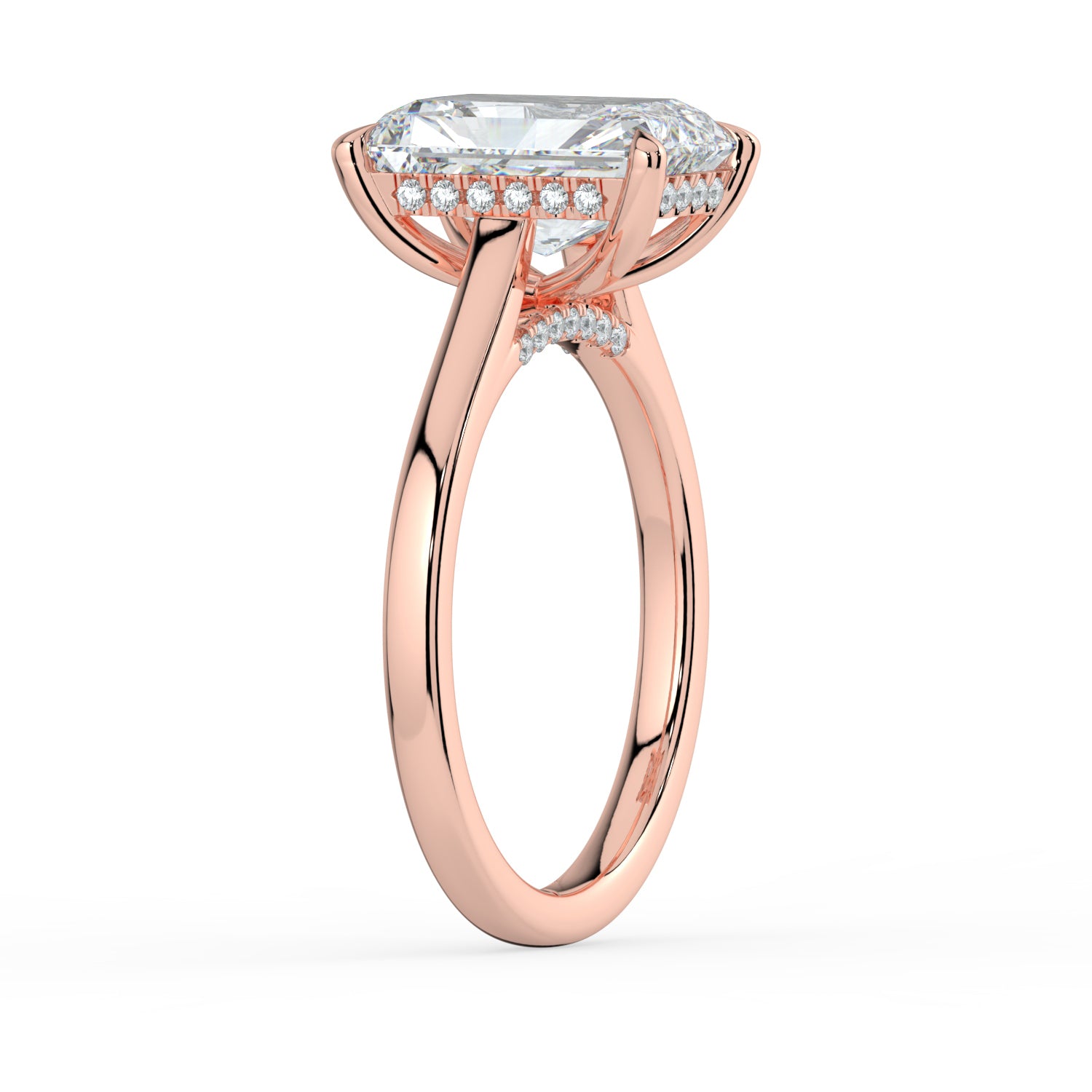 The Aquila Ring - Radiant Cathedral with Hidden Halo & Pavé Bridge