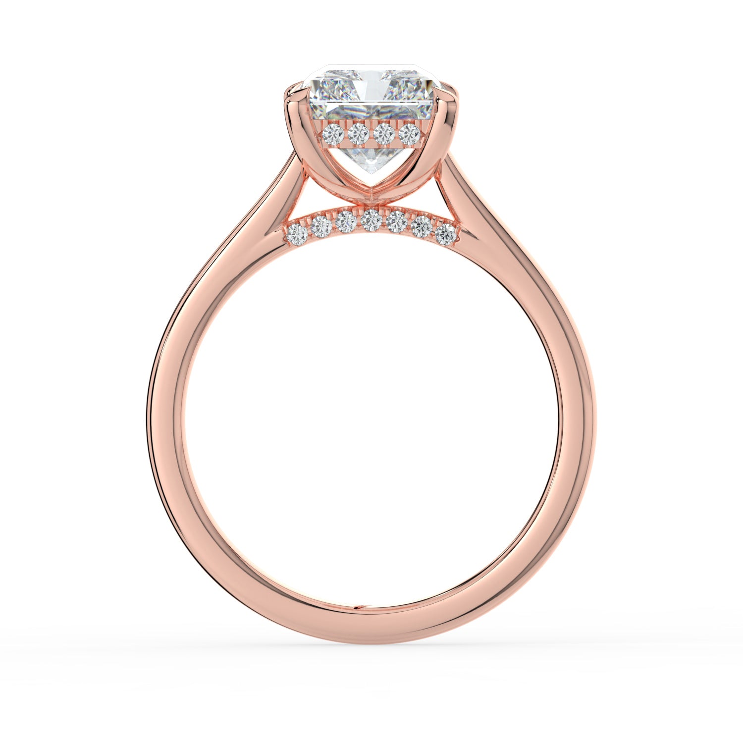 The Aquila Ring - Radiant Cathedral with Hidden Halo & Pavé Bridge