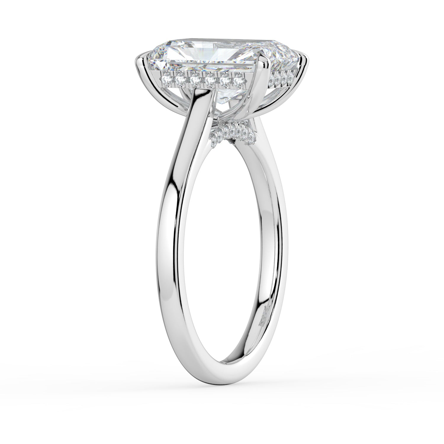The Aquila Ring - Radiant Cathedral with Hidden Halo & Pavé Bridge