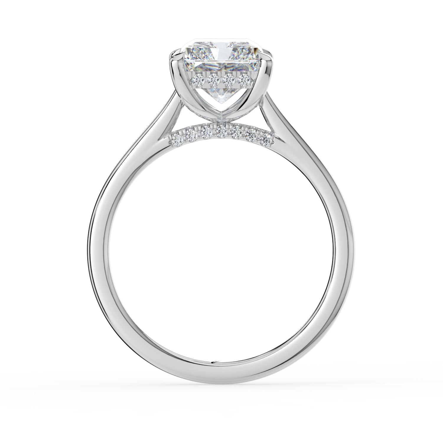 The Aquila Ring - Radiant Cathedral with Hidden Halo & Pavé Bridge