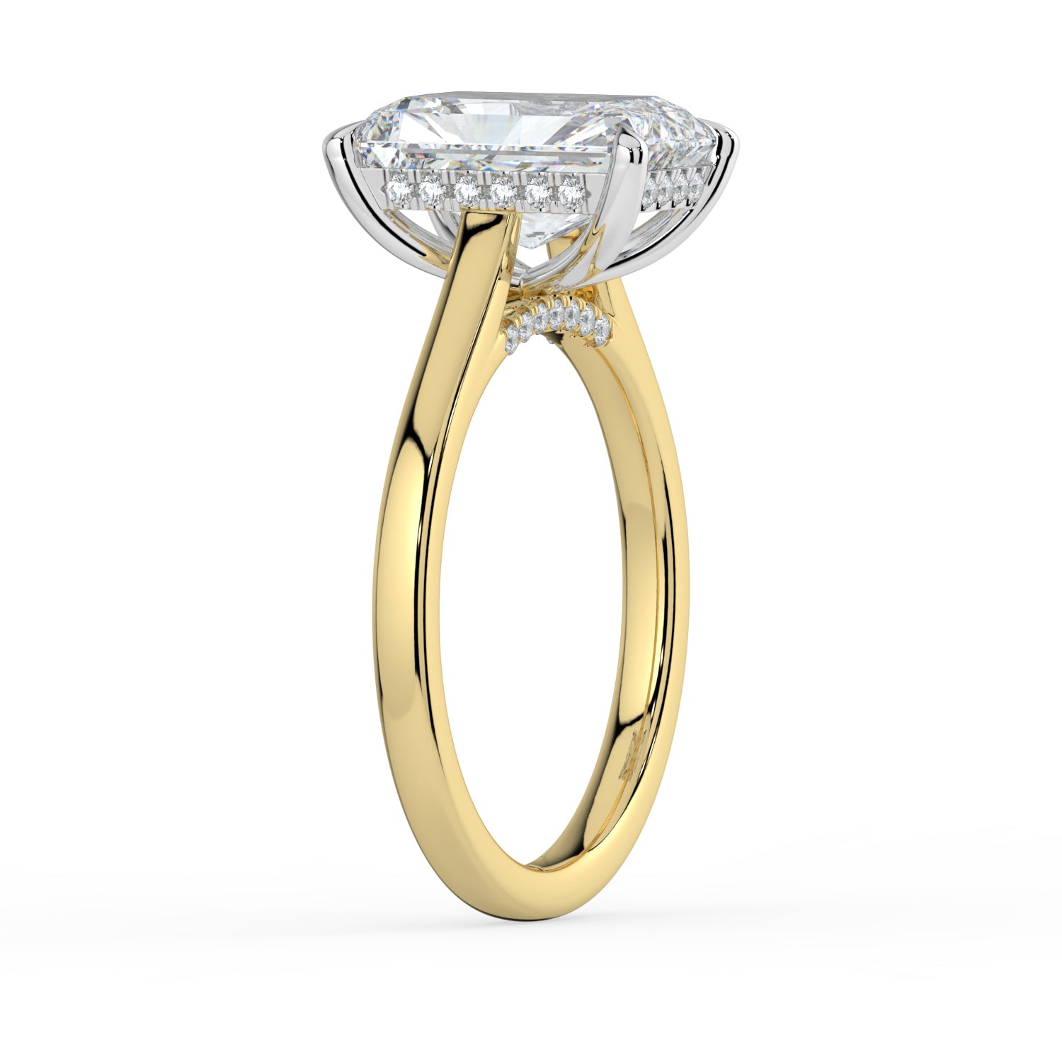 The Aquila Ring - Radiant Cathedral with Hidden Halo & Pavé Bridge