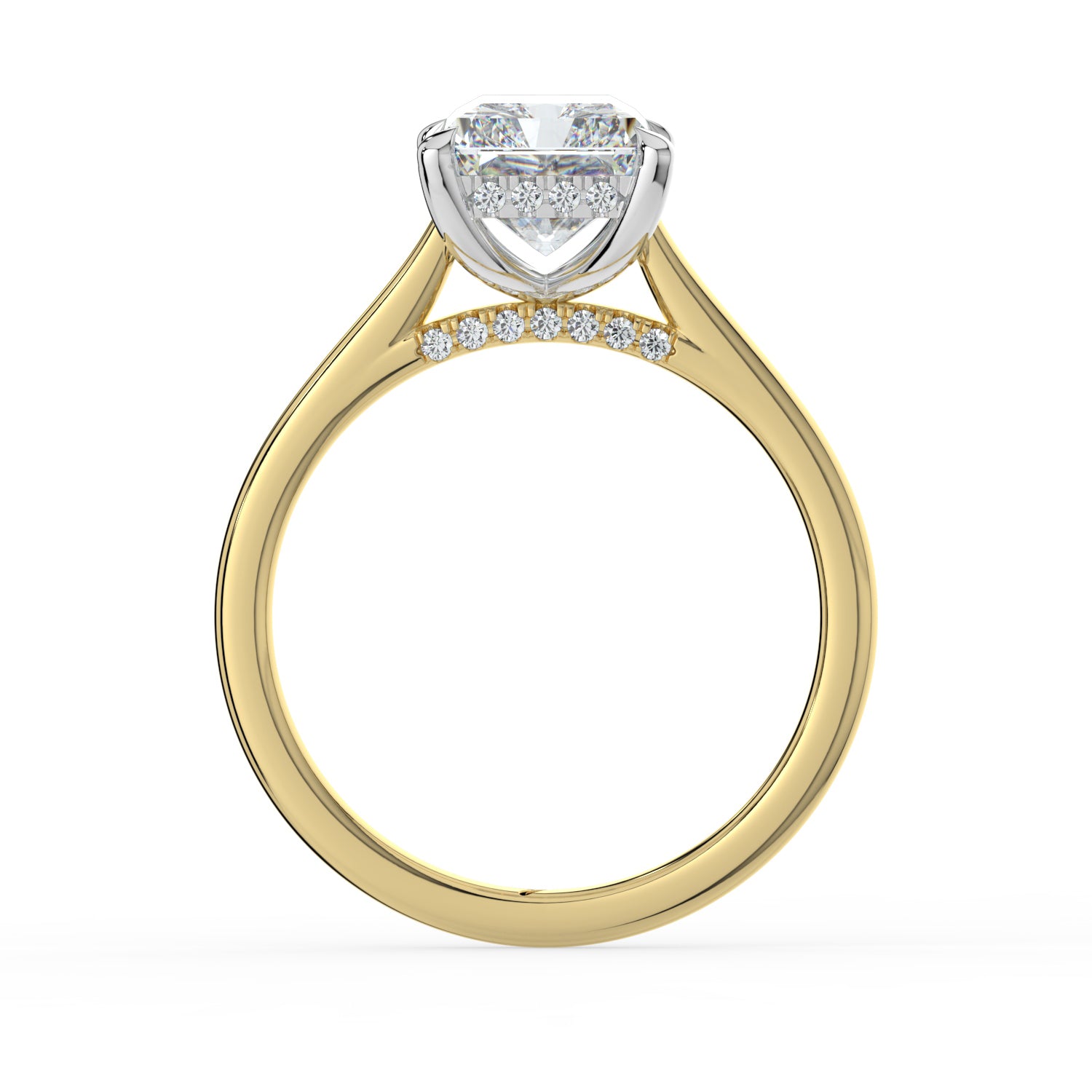 The Aquila Ring - Radiant Cathedral with Hidden Halo & Pavé Bridge