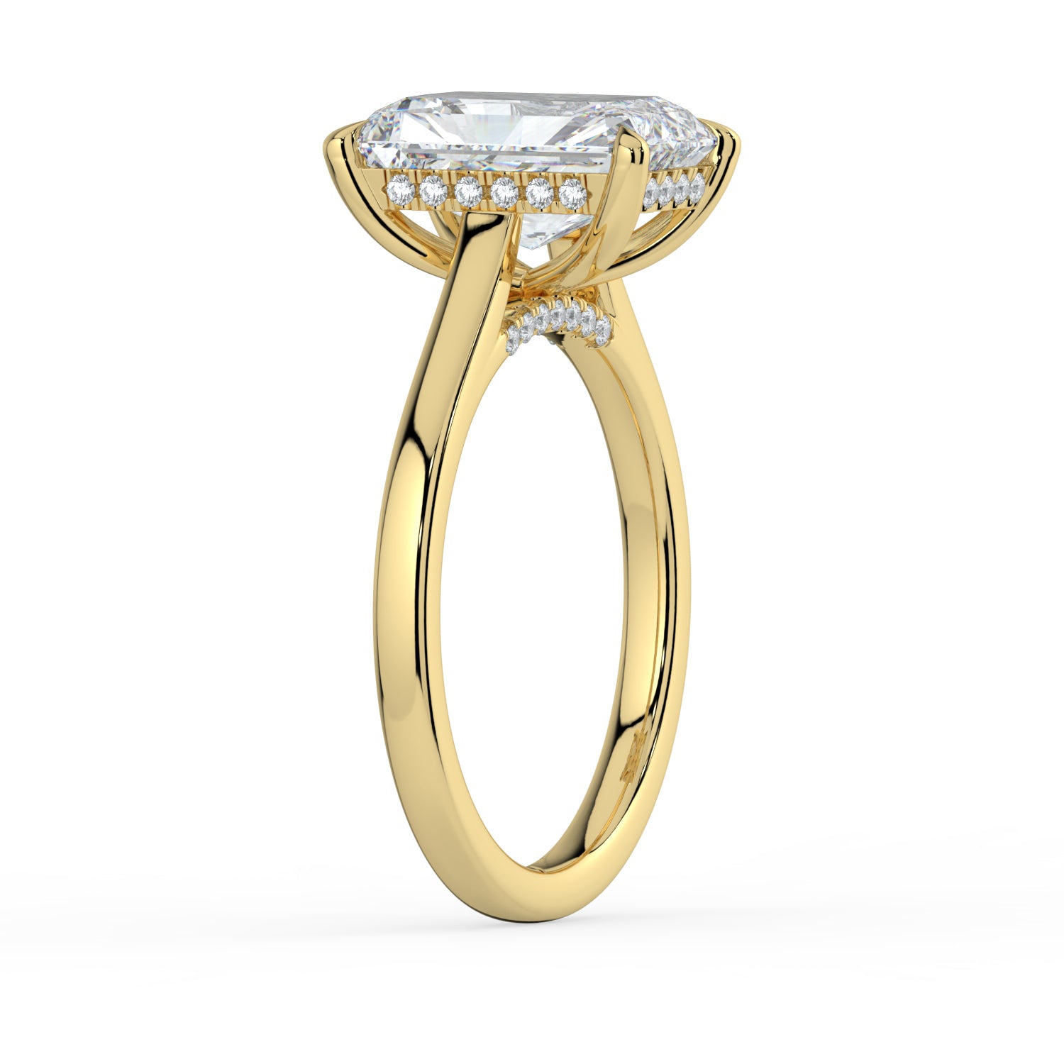 The Aquila Ring - Radiant Cathedral with Hidden Halo & Pavé Bridge