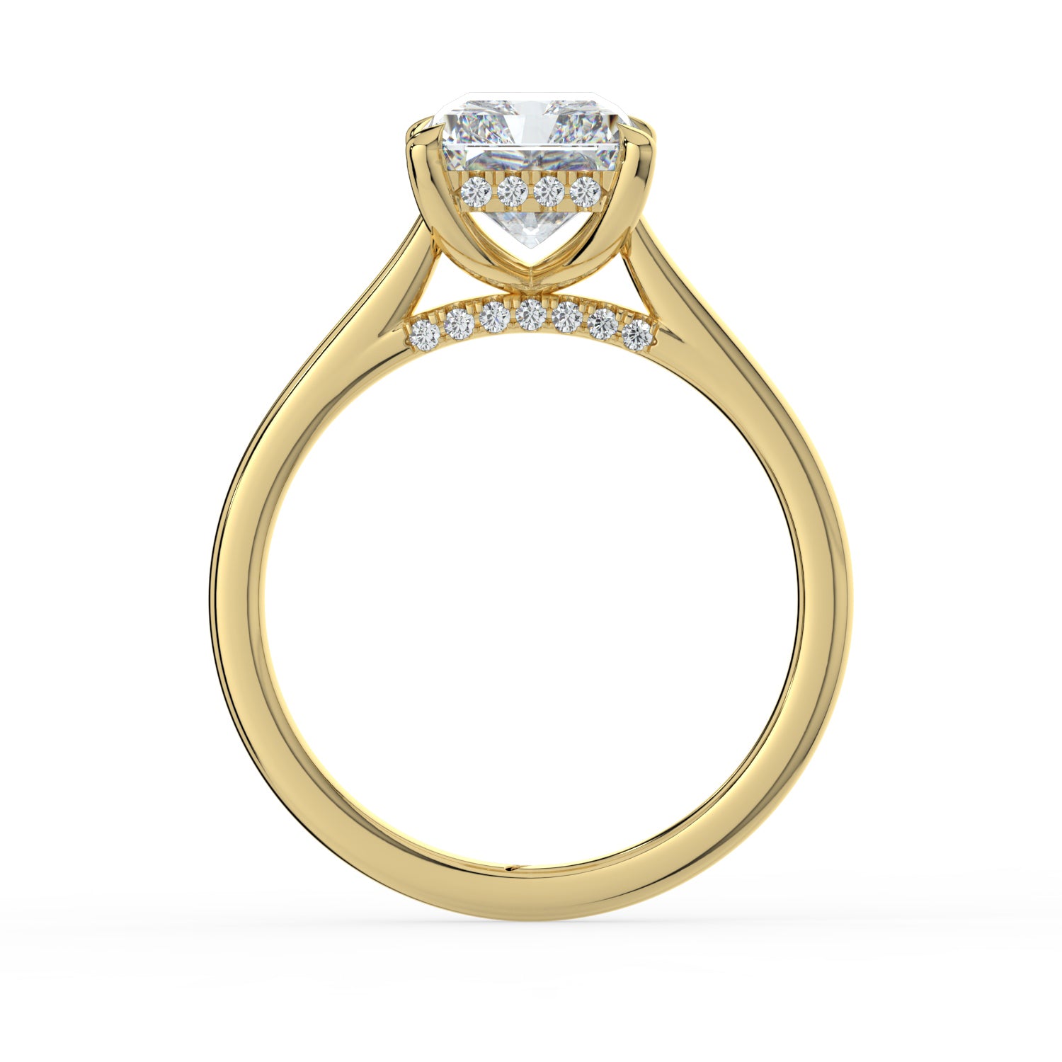 The Aquila Ring - Radiant Cathedral with Hidden Halo & Pavé Bridge