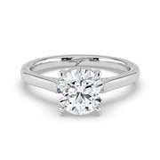 The Aquila Ring – Round Cathedral with Hidden Halo & Pavé Bridge – The Jewel Concierge