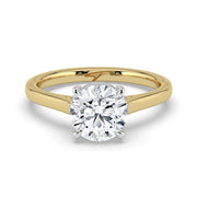 The Aquila Ring – Round Cathedral with Hidden Halo & Pavé Bridge – The Jewel Concierge