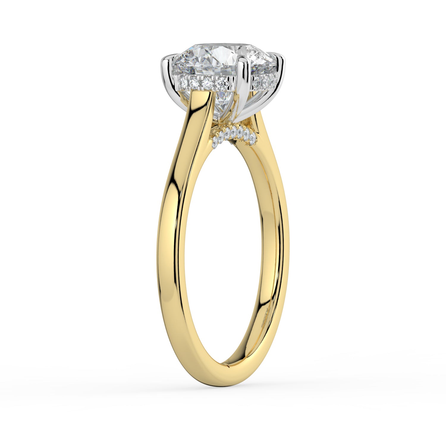 The Aquila Ring - Round Cathedral with Hidden Halo & Pavé Bridge