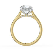 The Aquila Ring – Round Cathedral with Hidden Halo & Pavé Bridge in 18K White Gold and Yellow Gold – The Jewel Concierge