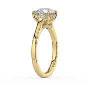 The Aquila Ring – Round Cathedral with Hidden Halo & Pavé Bridge in 18K Yellow Gold – The Jewel Concierge
