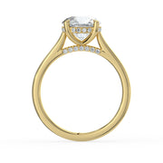 The Aquila Ring – Round Cathedral with Hidden Halo & Pavé Bridge in 14K Rose Gold – The Jewel Concierge