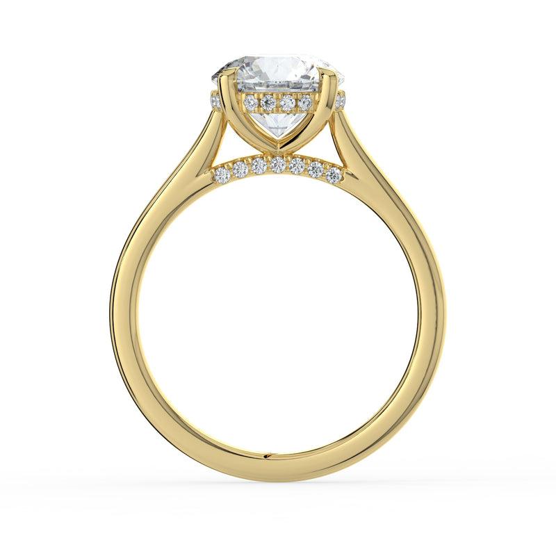 The Aquila Ring - Round Cathedral with Hidden Halo & Pavé Bridge