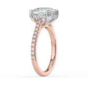The Cara Ring — Cushion Cathedral with Hidden Halo & Pavé Band Lab-Grown Diamond Engagement Ring in Two-Tone Rose and White Gold | The Jewel Concierge