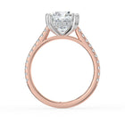 The Cara Ring — Cushion Cathedral with Hidden Halo & Pavé Band Lab-Grown Diamond Engagement Ring in Two-Tone Rose and White Gold | The Jewel Concierge