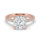 The Cara Ring — Cushion Cathedral with Hidden Halo & Pavé Band Lab-Grown Diamond Engagement Ring in Rose Gold | The Jewel Concierge