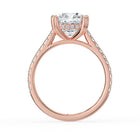 The Cara Ring — Cushion Cathedral with Hidden Halo & Pavé Band Lab-Grown Diamond Engagement Ring in Rose Gold | The Jewel Concierge