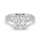 The Cara Ring — Cushion Cathedral with Hidden Halo & Pavé Band Lab-Grown Diamond Engagement Ring in White Gold | The Jewel Concierge
