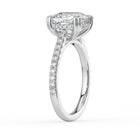 The Cara Ring — Cushion Cathedral with Hidden Halo & Pavé Band Lab-Grown Diamond Engagement Ring in White Gold | The Jewel Concierge