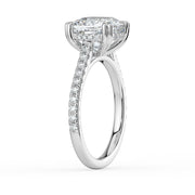 The Cara Ring — Cushion Cathedral with Hidden Halo & Pavé Band Lab-Grown Diamond Engagement Ring in White Gold | The Jewel Concierge