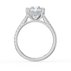 The Cara Ring — Cushion Cathedral with Hidden Halo & Pavé Band Lab-Grown Diamond Engagement Ring in White Gold | The Jewel Concierge