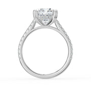 The Cara Ring — Cushion Cathedral with Hidden Halo & Pavé Band Lab-Grown Diamond Engagement Ring in White Gold | The Jewel Concierge