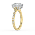 The Cara Ring — Cushion Cathedral with Hidden Halo & Pavé Band Lab-Grown Diamond Engagement Ring in Two-Tone Yellow and White Gold | The Jewel Concierge
