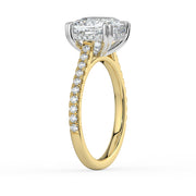 The Cara Ring — Cushion Cathedral with Hidden Halo & Pavé Band Lab-Grown Diamond Engagement Ring in Two-Tone Yellow and White Gold | The Jewel Concierge