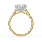 The Cara Ring — Cushion Cathedral with Hidden Halo & Pavé Band Lab-Grown Diamond Engagement Ring in Two-Tone Yellow and White Gold | The Jewel Concierge