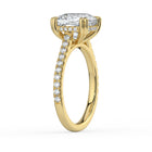 The Cara Ring — Cushion Cathedral with Hidden Halo & Pavé Band Lab-Grown Diamond Engagement Ring in Yellow Gold | The Jewel Concierge