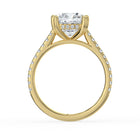 The Cara Ring — Cushion Cathedral with Hidden Halo & Pavé Band Lab-Grown Diamond Engagement Ring in Yellow Gold | The Jewel Concierge