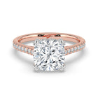 The Cara Ring - Cushion Cathedral with Hidden Halo & Pavé Band