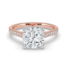 The Cara Ring - Cushion Cathedral with Hidden Halo & Pavé Band