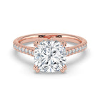 The Cara Ring - Cushion Cathedral with Hidden Halo & Pavé Band