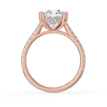 The Cara Ring - Cushion Cathedral with Hidden Halo & Pavé Band