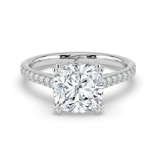 The Cara Ring - Cushion Cathedral with Hidden Halo & Pavé Band